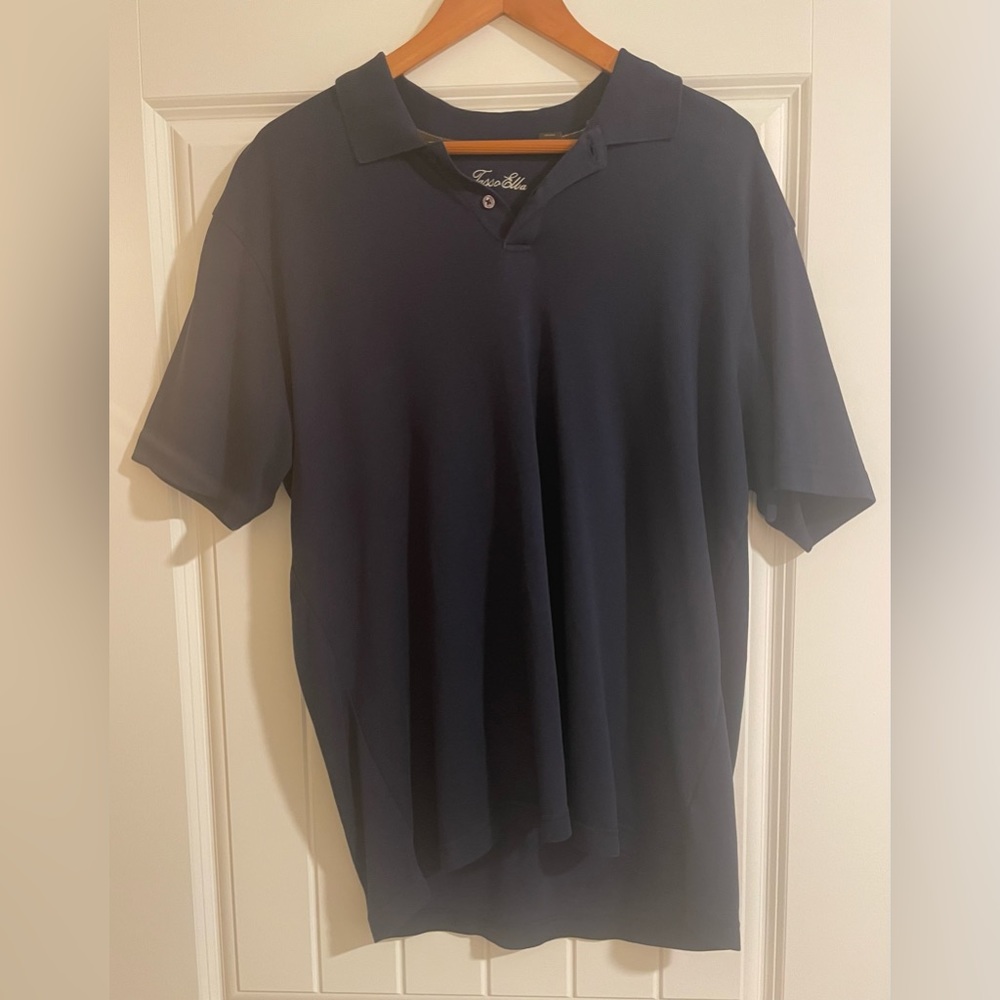 Tasso Elba Navy Blue Polo Pima Cotton